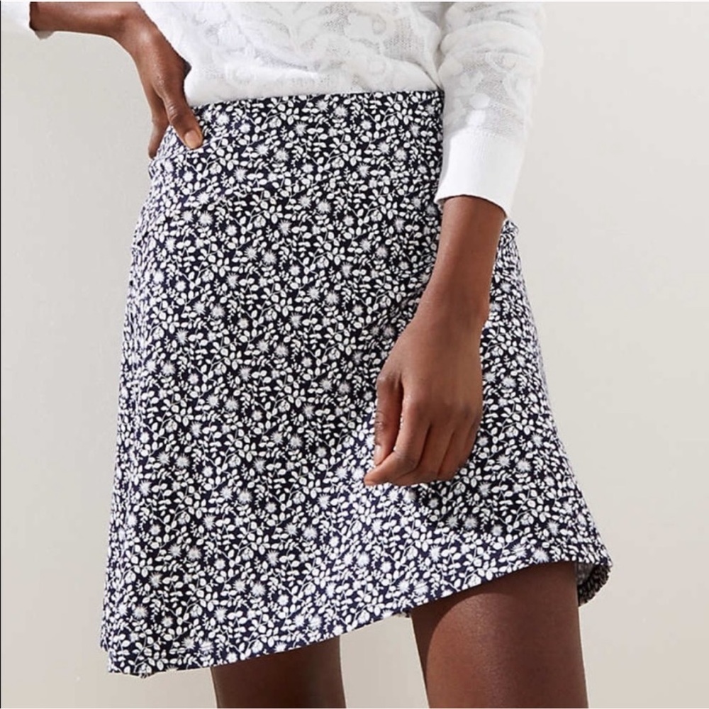 Loft vines curved yoke ponte flippy skirt